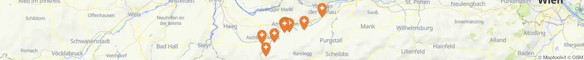 Kartenansicht für Apotheken-Notdienste in der Nähe von Ardagger (Amstetten, Niederösterreich)